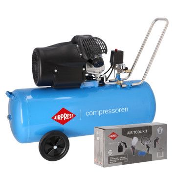 Kompresor HL 425-100V + sæt med 5 pneumatiske tilbehør