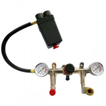 Trykregulator komplet (manometer, slange, trykafbryder, sikkerhedsventil, komprimeret luftkobling)