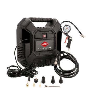 Kuffert luftkompressor HLO 180 8 bar 1,5 HP/1,1 kW 150 l/min + sæt af koblinger