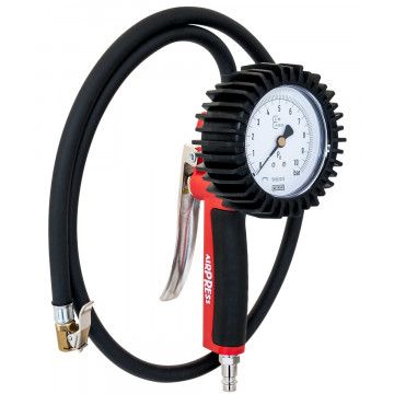 Kalibreret dækpumpe CEE N 86/217, 0-10 bar, med 1 m slange, 1/4"