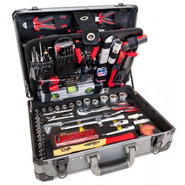 Aluminium værktøjskasse, 127 dele, krom vanadium